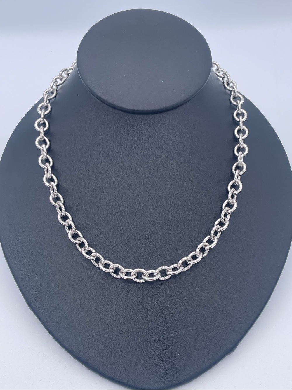 Judith Ripka Sterling Silver 925 Rolo Link Chain Necklace Magnetic Clasp Heavy